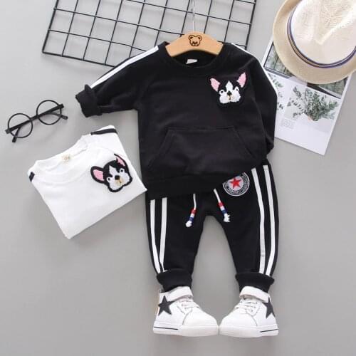 Spring Autumn Boys and Girls Suit Childrens Cartoon Cotton Long Sleeve Suit Baby T-shirt Pants Baby Leisure Sports Holiday Set