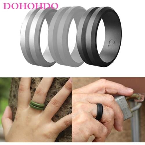 Silicone Wedding Ring For Men 8mm Food Grade FDA Silicone Rings V-groove Rubber Hypoallergenic Flexible Silicone Finger Ring