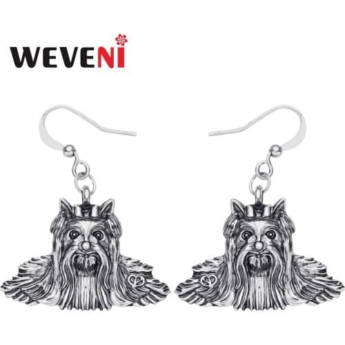 WEVENI Plated Alloy Antique Gold Shih Tzu Dog Metal Earrings Big Cute Animal Drop Dangle Jewelry Women Friends Girls Decoration