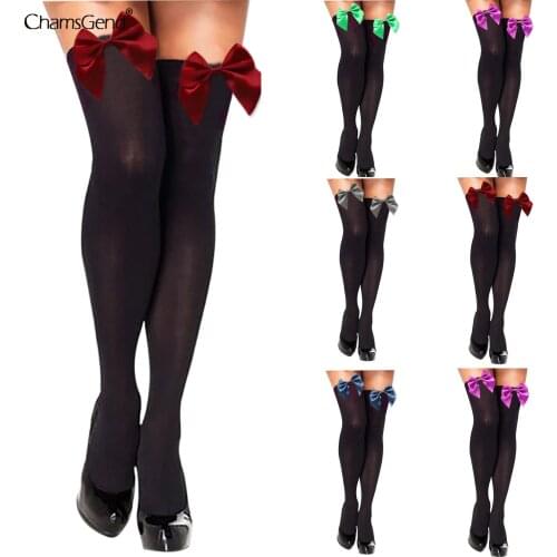 Sexy Stockings Women Thigh High Over Knee Bow Girls Stretchy Elastic Fashion Solid Long Japanese Stocking Chaussettes