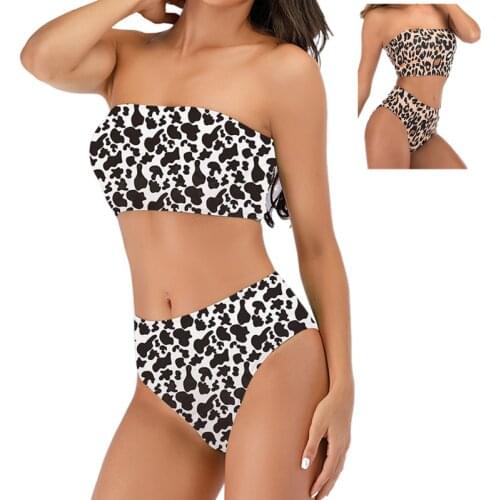 Sexy Bikinis 2021 Mujer Push Up 2 Piece Set Women High Waist Swimsuit Brazilian Padded Swimwear Cow Print Thong Bathing Suit