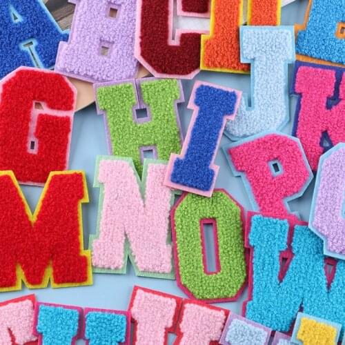 26A-Z Letter Towel English Alphabet Patch 3D Embroidered Stickers Embroidery Patch For Clothing Logo Name Diy Applique WIth Glue
