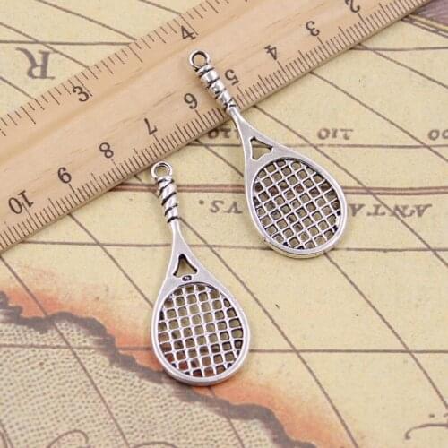 10pcs Charms Badminton Tennis Racket 48x19mm Antique Silver Pendants Making DIY Handmade Tibetan Silver Finding Jewelry