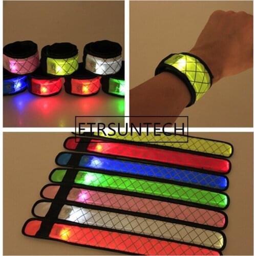 100pcs/lot Nylon LED Sports Slap Wrist Strap Band Wristband Light Flash Bracelet Glowing Armband Factory wholesale
