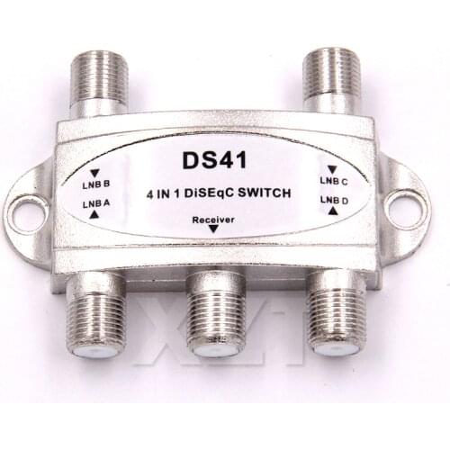 100pcs lots Hot sale TV DiSEqC Switch 4x1 DiSEqC Switch satellite antenna flat LNB Switch for TV Receiver