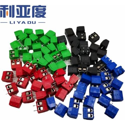 20PCS Connector Terminals, Terminal KF301-2P Splicing, Screw Type PCB Spacing 5.0 Blue/green KF301 Red, Blue, Green, Black