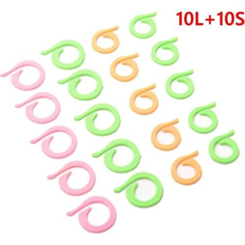 20PCS(L+S) Knit Stitch Knitting Needles Crochet Hook Markers Needle Clip Craft Knitting Crochet Locking Stitch Multi-color