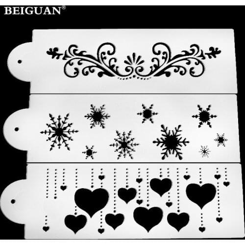 3pcs/Lot New Popular Design Stencil Fondant Cake Decorating Tools Cake Mold Pastry Tools Baking Decoration For Cake Stencil