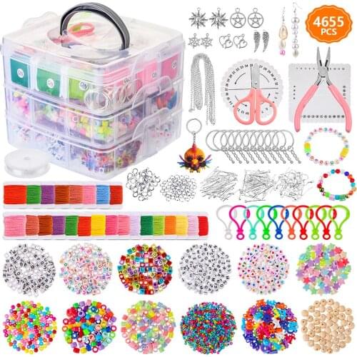 Jewelry Making Supplies Set 4655Pcs with Instructions DIY Bracelets Charms Findings for Women