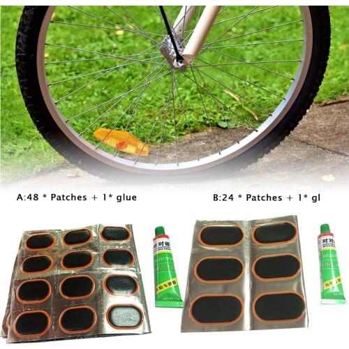 48/24Pcs+1 Glue Motorcycle Bike Repair Tool Tire Tyre Rubber Patch Piece Cycling Puncture Repair Tools Kits Banden Reparatieset