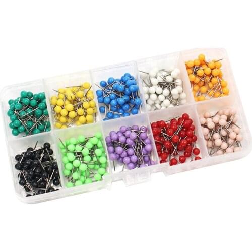 500pcs Colorful Pins DIY Needle Coiled Pearl Positioning Needle Sewing Accessories For Patchwork Drawing paper Fixing