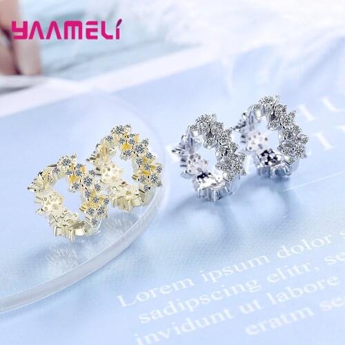925 Sterling Silver Cute Gold Statement Hoop Earrings For Women Girls 2021 Trend CZ Crystal Fashion Jewelry Wholesale