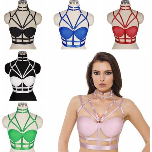 Cage Bra Accessories Punk Goth Stockings Elastic Bondage Lingerie Suspender Sword Belt Rave Outfit Womens Body Fetish Erotic