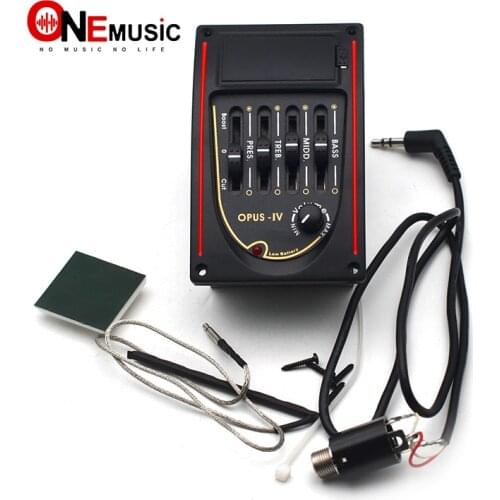 Opus-IV 4 Band Acoustic Guitar EQ Black Preamp 4-Band EQ Equalizer 96*58MM Pickup Black