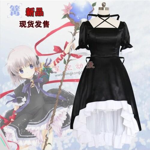 Anime Hot Rewrite Harvest festa! cosplay Kanbe Kotori cos Black dress princess full set dress+bow+socks+headdress+red ribbon
