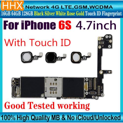 Free shipping for iphone 6S 6 S Motherboard With Touch ID,Free iCloud Unlocked Logic Board Original For iPhone 6S Mainboard