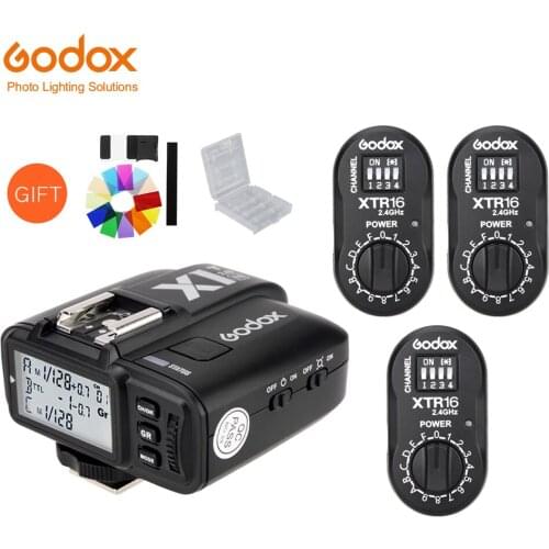 Godox 3x XTR-16 Wireless 2.4G Power Control Flash Receivers + X1T-N TTL Wireless Transmitter for Nikon DE300 DE400 SK300 SK400