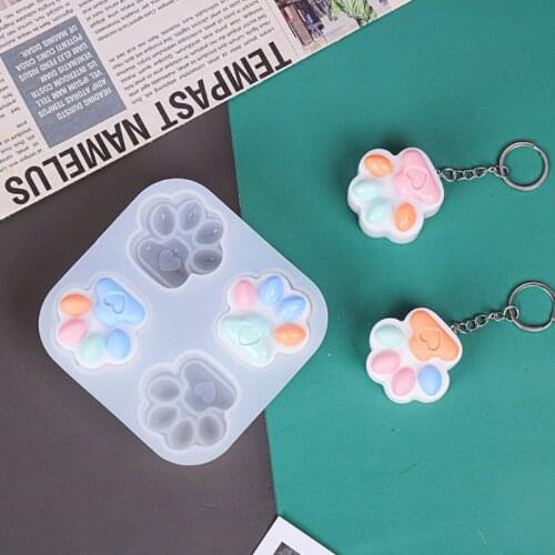 Shiny Glossy Silicone Resin Molds Cat Paw Silicone Mold DIY Keychain Pendant Jewelry Epoxy Resin Crafting Molds