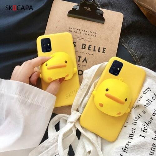 Phone Case For Samsung Galaxy M31S M51 A02S A42 A12 A71 A51 5G A41 A21S A01 Core 3D Squeeze Squishy Yellow Duck Soft TPU Case