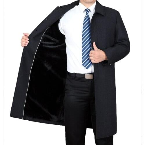 Business Casual Men' s Woolen Jackets 3XL 4XL Thicken Men X-Long Coat Winter Male Wool & Blends Overcoat