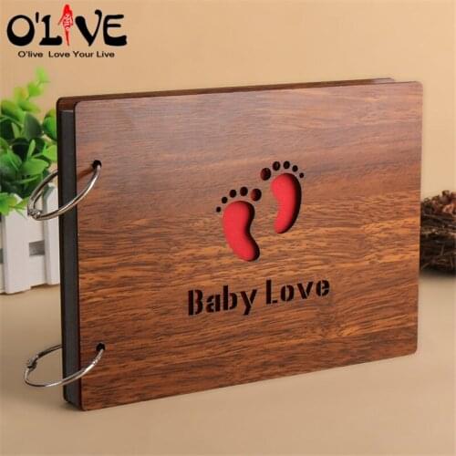 8 Inches Wood Photo Albums 30 Pages Loose-leaf Sticky Children Photo Album Scrapbook DIY Wedding Family Photo Album Personalized