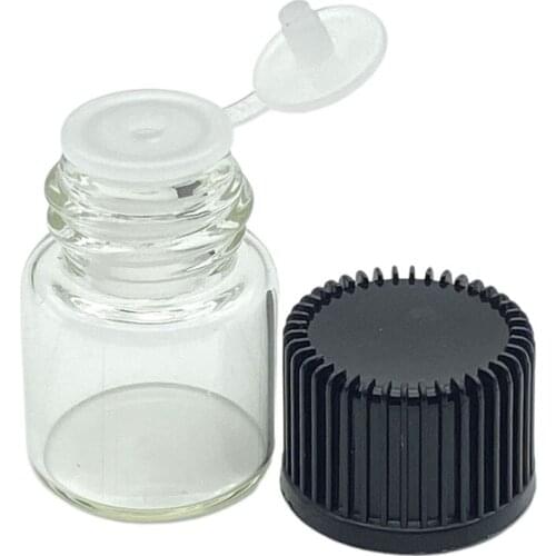 100pcs 1ml Perfume Sample Clear Glass Bottles With Pull Orifice Reducer Screw Cap Mini Empty Vials Essential Oil Bottle