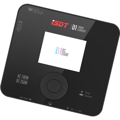 ISDT D1 AC 100W DC 250W 10A Dual Channel Smart Lipo Charger Discharger for 1-6S Lipo Battery RC FPV Racing Drone Quadcopter