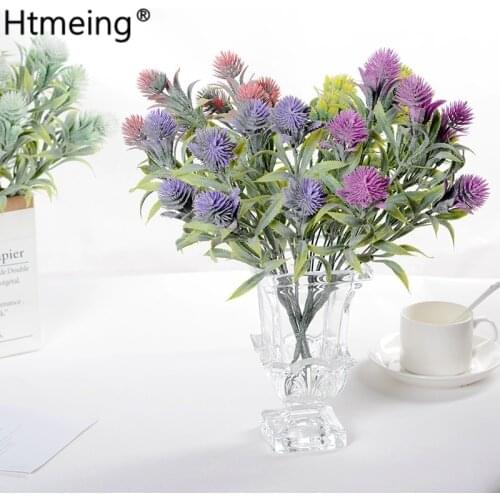 7 heads artificial flowers plastic spray tower pine bunches fake bouquets for wall background landscape decoration