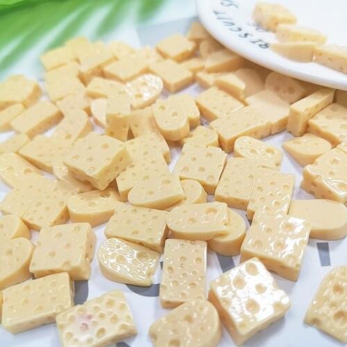 20Pcs/lot Mini Cheese Flatback Resin Cabochon Simulation Fake Food DIY Phone Case Decoration Scrapbooking Accessories