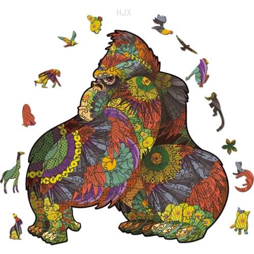 Cool Stuff Gorilla Jigsaw Puzzle Wooden Educational Toys Stress Relief Animal Puzzles Toy for Kids Boys Girls Childrens Adults