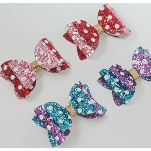 2PC Glitter Shiny Bows Cute Dot Side Hair Clip Hair Accessories Lovely Headwear Barrettes Mickey Minnie Hairpin Girls Kids Child