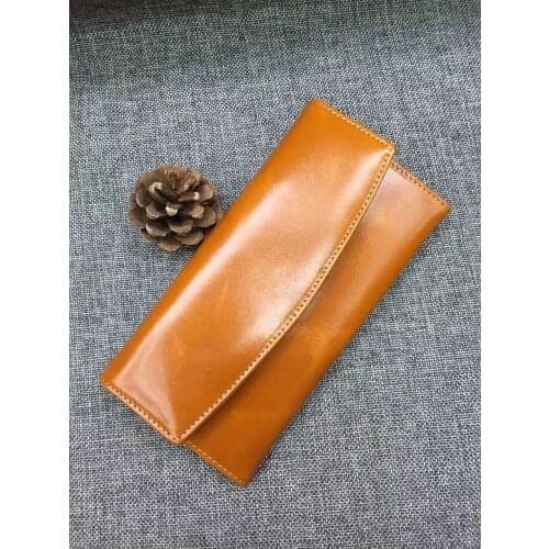 Oil wax cow leater wallet women fashion genuine leather wallet long style wallet 12 cards holder wallet
