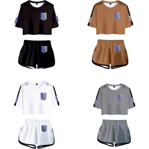 New Anime Attack on Titan Eren Jäger Levi Ackerman Cosplay Costumes Teens Sweatshirt Sweatpants Sportswear T-Shirt+Shorts Suit