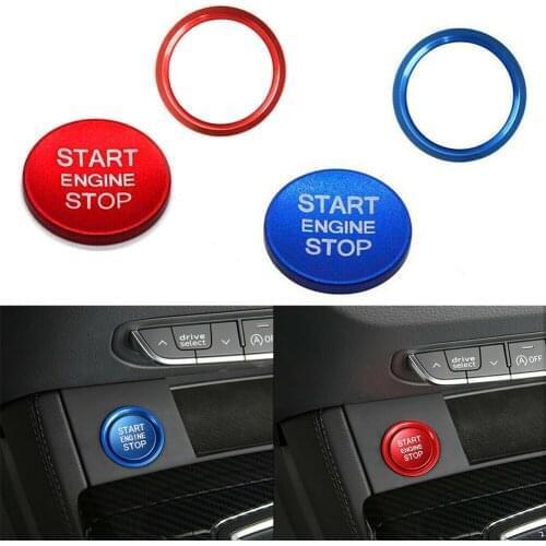 Red/Blue Car Keyless Engine Start Button Ring Interior Moulding Cover For Audi A5 A7 A8 Q5 CNC m