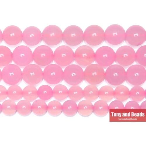 Pink Agates Round Gem Loose Strand Beads 15" Strand 6 8 10MM Pick Size For Jewelry Making