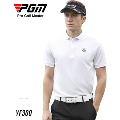 PGM Summer New Arrival golf clothing mens short-sleeved t-shirt cotton Solid color mens Quick Dry Breathable Golf Sporty shirt
