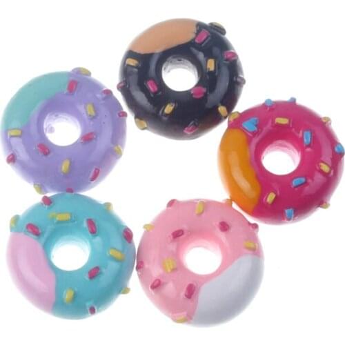 LF 20Pcs Mixed 23x23mm Doughnut Resin Cabochon Flatback Decoration Crafts Cute Embellishments For Scrapbooking Diy Accessories