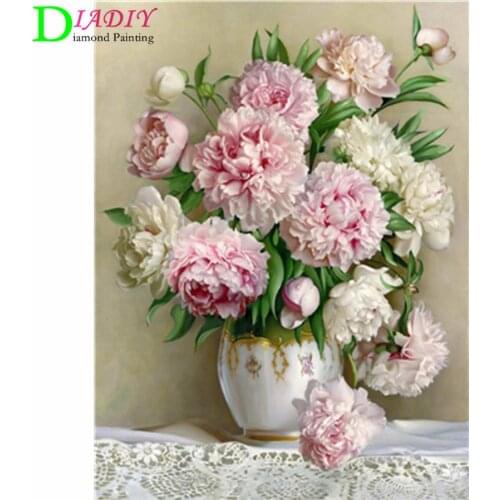 DIADIY 5D DIY Diamond Painting Flower Cross Stitch Kit Mosaic Diamond Embroidery Rose Full Square Drill Home Decoration