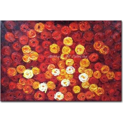 New!!Handpainted Red Roses Modern Knife Oil Paintings On Canvas Wall Painting Wall Art Wall Pictures For Living Room Home Decor