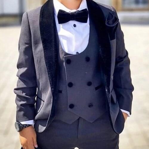 2021 New Arrival Handsome Boy Lapel Suits For Wedding Children Suit Kid Wedding Prom Suits Blazers For Boys (Jacket+Pants+Vest)