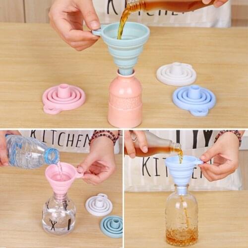 New Mini Silicone Gel Foldable Collapsible Style Funnel Hopper Practical Kitchen Tool