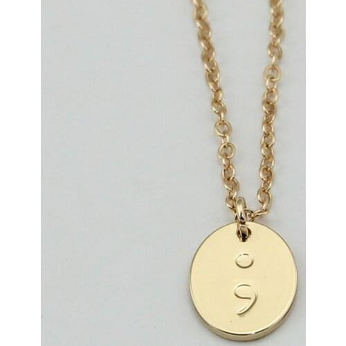 Wholesale High Quality Women Accessories Jewelry New Design Semicolon Engraved Pendant Necklace