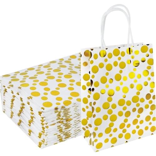 5pcs Gold Paper Pacakage Bags with Handle Candy Gift Wrapper Bag for Wedding Birthday Party Decoration Chrsitmas Navidad 2022