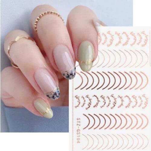 Rose Golden Nail Edge Line 3D Nail Art Transfer Stickers Nail Designs Gold Nail Accessories Nails Decorations