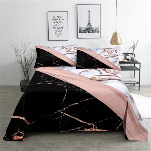 Marble 0.9/1.2/1.5/1.8/2.0m Digital Printing Polyester Bed Flat Sheet With Pillowcase Print Bedding Set