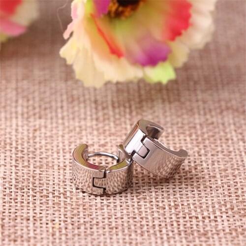 RONGQING 1pair Fashion Earrings Stainless Steel Round Clip Earrings for women man Geometric gift