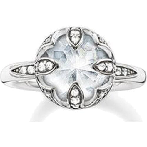 Silver White CZ Lotus Solitaire Rings, Fashion Thomas Style Lotus Flower Ring Purity of Lotos Ring Jewelry Gift for Women