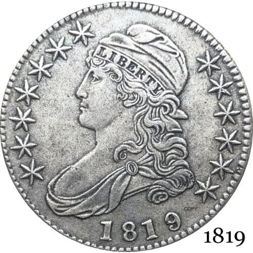 United States Of America Liberty Eagle 1819 50 Cents ½ Dollar Capped Bust Half Dollar Cupronickel Silver Plated Copy Coin