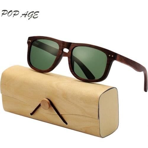 POP AGE Men Sunglasses Pilot Polarized UV400 Red Wood Sun Glasses for Men 2018 Sunglass Eyewear Oculos De Sol Feminino 2018