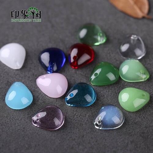 10pcs 10x12mm Cabochon Tear Drop Crystal Opal Color Lampwork Glass Blossom Flower Petals Bead Handmade DIY Jewelry Making 16015